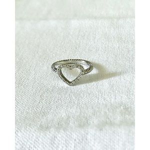 David Yurman Open Heart Diamond and Sterling Silver Ring